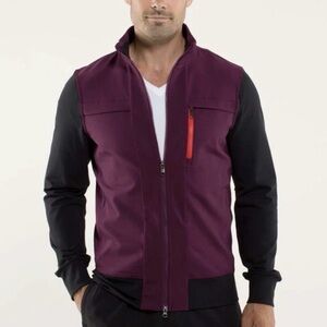 Lululemon Men's Large Post Gravity Zipper Track Jacket Plum Black Performance